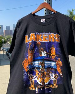 洛杉矶湖人队.Los Angeles Lakers纪念90s篮球T恤做旧vintage短袖