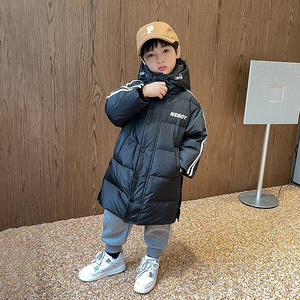 男童羽绒服中长款2023冬装新款韩版中小童儿童白鸭绒加厚保暖外套