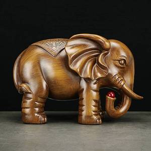 花梨红木雕刻大象摆件一对实木质象家居客厅电视柜装饰品工艺品