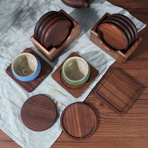 日式相思木整木杯垫纹理均匀茶道托实木玻璃杯垫咖啡杯托盘摆件