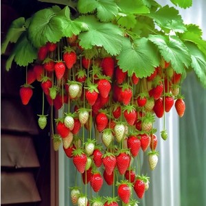 奶油草莓苗盆栽种籽子带盆带土红颜四季结果可食用阳台种植新秧苗
