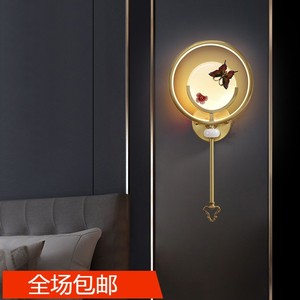 抖同全铜新中式壁灯中国风客厅电视柜背景墙灯个性创意禅意卧室床
