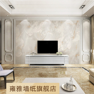 仿大理石纹瓷砖电视背景墙壁纸现代简约客厅沙发壁画无缝影视墙布
