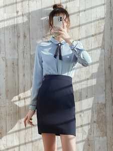 职业装套装秋季长袖衬衫工作服女气质套裙前台接待工作装2022新款