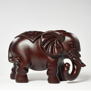 黑檀木雕大象摆件一对红木小象实木雕刻吉祥物礼品家居客厅工艺品