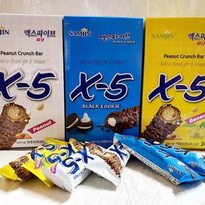 韩国进口零食X5夹心巧克力棒能量棒三进花生香蕉奥利奥味36g饼干