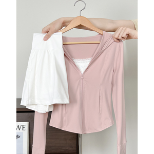 粉色冰丝防晒衣女外套2024新款短款修身瑜伽户外运动上衣夏季轻薄