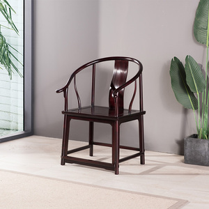 赞比亚血檀圈椅明式太师椅实木围椅圆椅中式红木茶椅客厅主人椅子