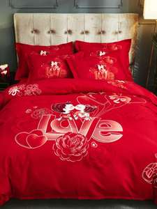 大红色婚嫁四件套全棉纯棉结婚床上用品婚被婚房婚礼婚庆床品套件
