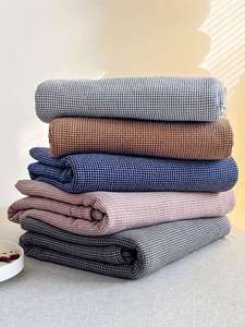 日式小格子全棉三层纱布床单毛巾被盖毯夏季薄纯棉双人加大铺床毯
