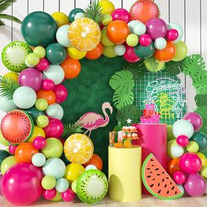 周年庆店庆夏日水果气球西瓜橘子柠檬铝膜气球生日派对装饰套装