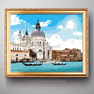 欧式diy数字油画风景水城威尼斯涂色手工填色自绘装饰油彩画新款