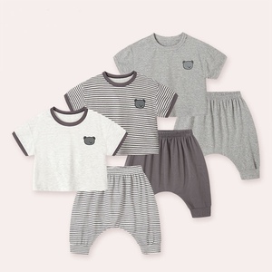 婴儿莫代尔家居服套装夏装男童短袖大PP裤睡衣两件套儿童宝宝童装