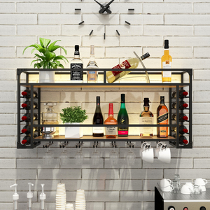 吧台酒柜置物架家用餐厅放酒酒杯架倒挂红酒铁艺酒吧墙壁酒架墙上