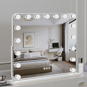 化妆镜带灯台式桌面led灯泡方形大号可旋转充电智能补光梳妆镜子