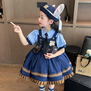六一兔子警官衣服儿童迪士尼cos朱迪洛丽塔夏女童宝宝公主连衣裙