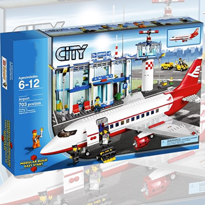 绝版城市系列生日礼物积木飞机场航站楼客机模型大型拼装玩具儿童
