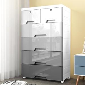 加厚抽屉式收纳柜子塑料三层家用多层大号夹缝卫生间储物柜置物架