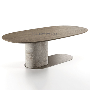 现代轻奢椭圆形大理石餐台意式不锈钢餐桌椅组合样板房餐厅家具