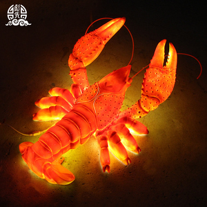 仿真发光小龙虾雕塑广告牌挂件螃蟹模型门头招牌灯箱海洋餐厅装饰