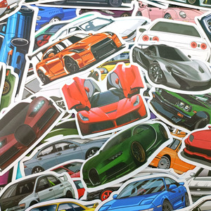 JDM汽车涂鸦100张贴纸卡通趣味高颜值防水贴创意精美迈凯伦法拉利AE86GTR小学生行李箱贴墙贴六一儿童节礼物.