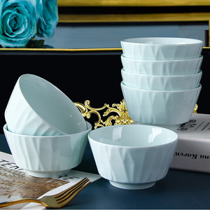 陶瓷饭碗家用青瓷纯色方碗高颜值新款轻奢加厚简约餐具小碗碟套装