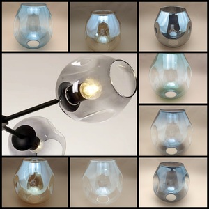 北欧吊灯具玻璃分子罩透明琥珀色E27螺口三个凹槽灯罩外壳diy配件