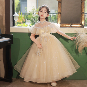 儿童礼服公主裙女童生日高端小女孩花童主持人钢琴演出服演奏秋冬