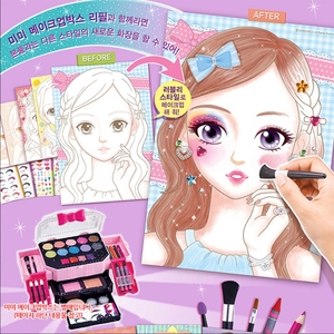 美妆化妆书贴贴纸游戏面部儿童彩妆3到6岁公主美丽库卡贴画套装