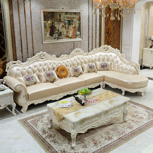 欧式真皮转角沙发L型拐角贵妃组合轻奢美式实木客厅7字形家具套装