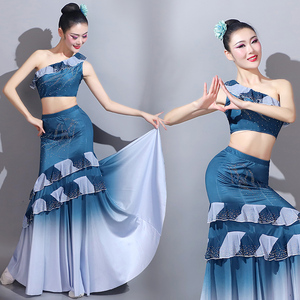 傣族服装女新款艺考孔雀东南飞舞蹈演出服修身孔雀舞练习裙包臀裙