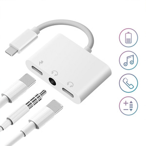 适用苹果三合一耳机puls转接线3.5mm音频二合一转换头6听歌分线器