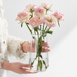 简约现代轻奢花瓶摆件玻璃透明水培鲜花玫瑰百合客厅餐厅装饰插花