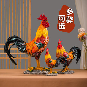 仿真大公鸡摆件家居装饰生肖鸡新中式玄关母鸡摆设客厅吉祥工艺品