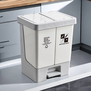厨房专用分类垃圾桶干湿两用家用脚踏大容量回收桶防臭大号创意