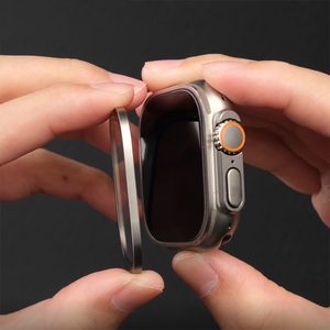 适用AppleWatch Ultra2钢化贴膜iwatch9苹果手表边框保护膜Ultra铝合金表壳s7金属S8防摔iwatchS6壳Watch外壳