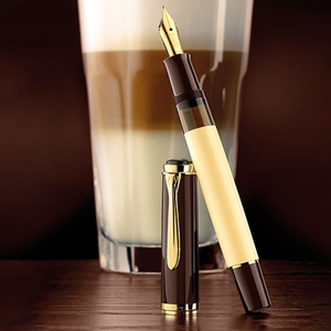 【礼物推荐】德国进口Pelikan百利金Classic传统特别版M200Cafe&Crème奶油咖啡钢笔不锈钢镀24K金送礼生日
