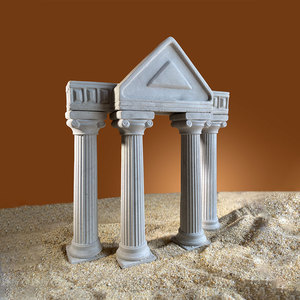 亚特兰蒂斯鱼缸造景古罗马柱神庙遗迹微景观海神建筑装饰水泥摆件