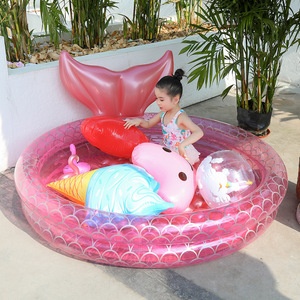 厂家2024新款加厚pvc充气美人鱼水池家用婴幼宝宝游泳池海洋球池