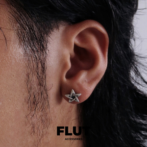 FLUT 六芒星925纯银耳钉个性复古小众五角星耳饰男女同款设计感