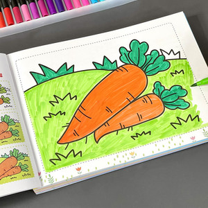 儿童水彩笔涂色画画本卡通涂颜色填充画幼儿宝宝益智图画册填色本