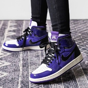 耐克女鞋Air Jordan 1 Zoom CMFT AJ1乔1黑白紫篮球鞋CT0979-505