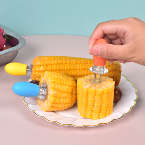 玉米钢叉不锈钢玉米针欧式2个水果叉吃玉米不粘手水果签烧烤叉子