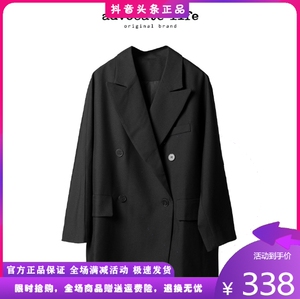 吉纳多服饰店  2024新品黑色西装时尚百搭显气质廓形单扣风衣外套