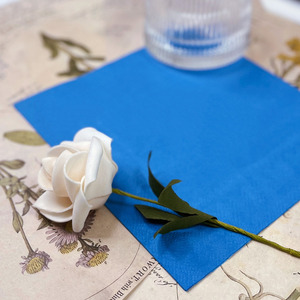 出口定制柔软彩色餐巾纸蓝色双面染色纸巾西餐餐纸餐垫家用纯木浆