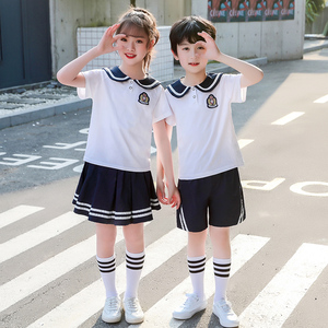 六一儿童小海军幼儿园服夏装英伦风小学生校服夏季毕业照纯棉短袖