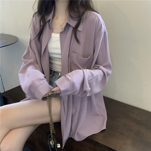 紫色防晒衬衫女夏季薄款开衫外套2023新款小个子衬衣外搭宽松上衣