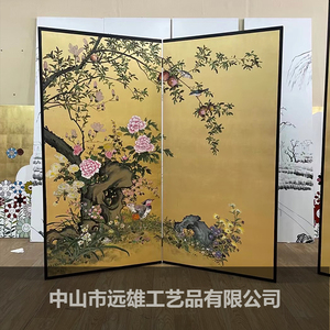 厂家直销金箔手绘漆画屏风客厅卧室背景墙