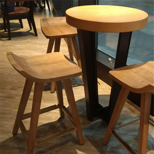 美式创意实木吧台桌椅高脚凳前台咖啡厅酒吧餐桌椅星吧台凳包邮