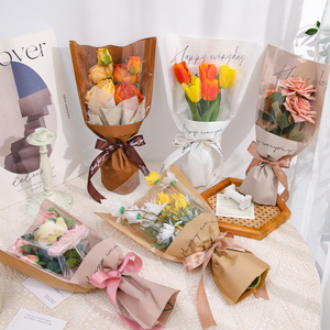 母亲节多支只袋玫瑰包装牛皮纸包花袋防水opp透明袋单枝花束鲜花